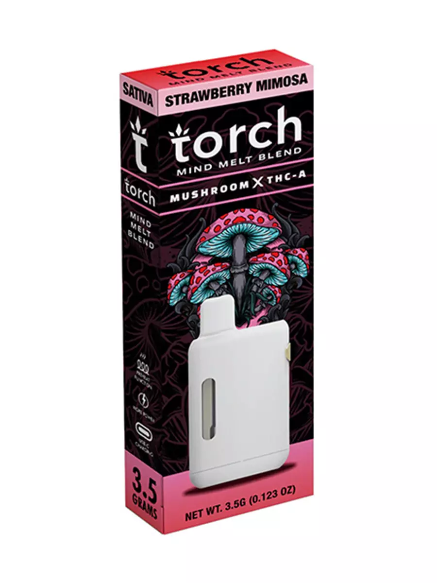 Strawberry Mimosa Torch Mind Melt Mushroom x THC-A Blend Vape 3.5G Strawberry Mimosa Torch Mind Melt Mushroom x THC-A Blend Vape 3.5G